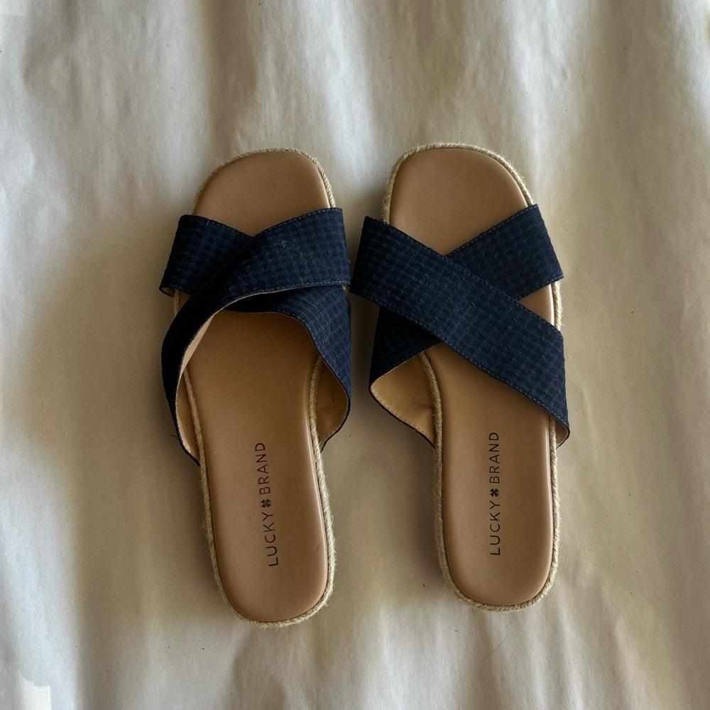 Lucky Brand Plaid Gayte Sandals Size 8